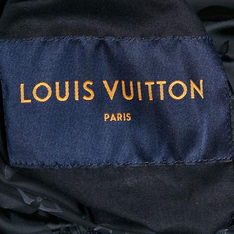 Pre Owned Louis Vuitton Navy Blue Monogram Leather and Nylon Reversible Technical Jacket M