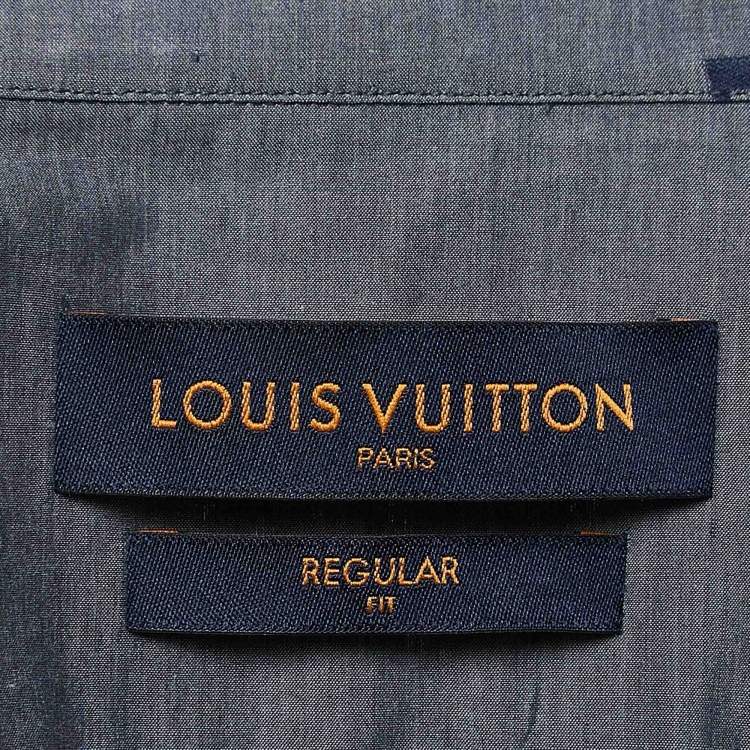 Pre Owned Louis Vuitton Grey Alphabet Fil Coupe Cotton DNA Collar Shirt S