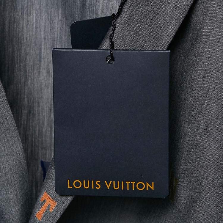 Pre Owned Louis Vuitton Grey Alphabet Fil Coupe Cotton DNA Collar Shirt S