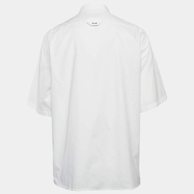 Pre Owned Louis Vuitton White LVSE Print Cotton Short Sleeve Shirt XL