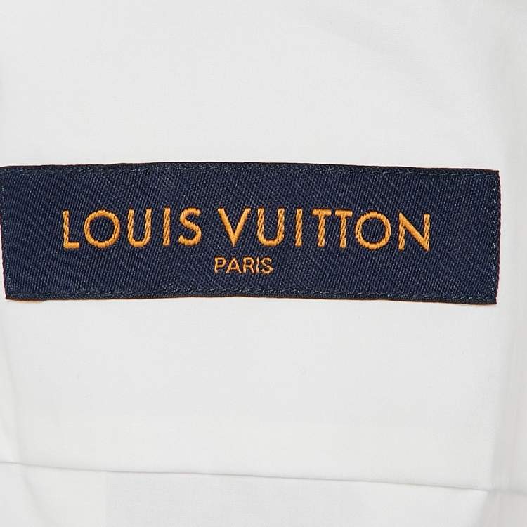 Pre Owned Louis Vuitton White LVSE Print Cotton Short Sleeve Shirt XL