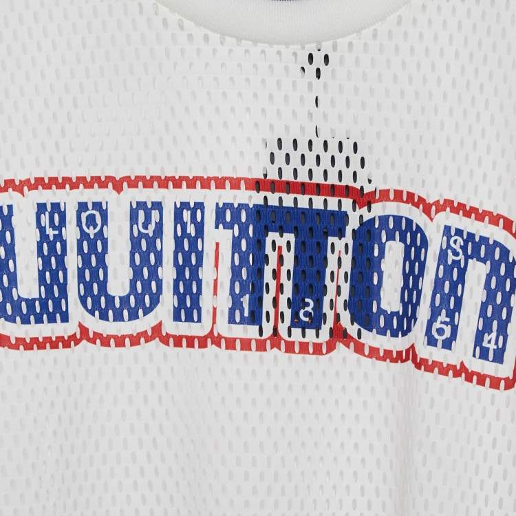 Pre Owned Louis Vuitton White LV Graphic Mesh Long Sleeve T-Shirt XL