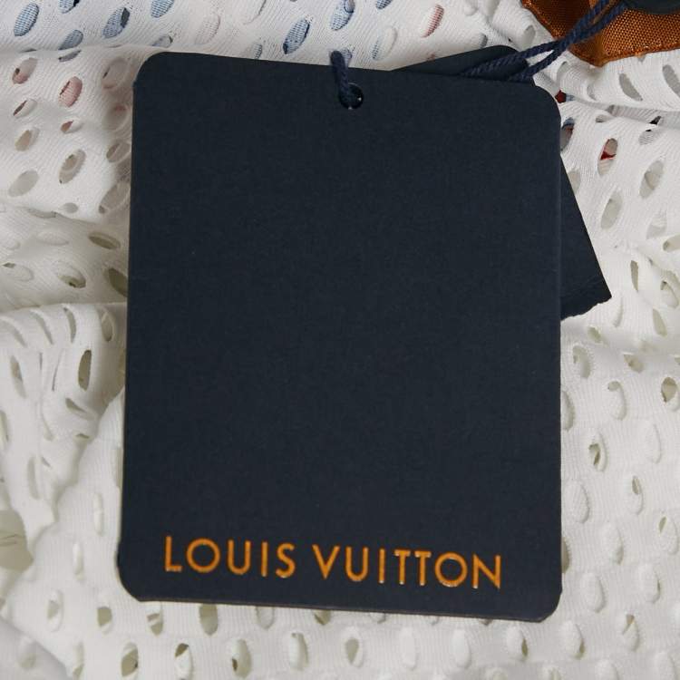 Pre Owned Louis Vuitton White LV Graphic Mesh Long Sleeve T-Shirt XL