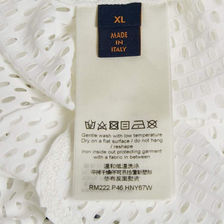 Pre Owned Louis Vuitton White LV Graphic Mesh Long Sleeve T-Shirt XL