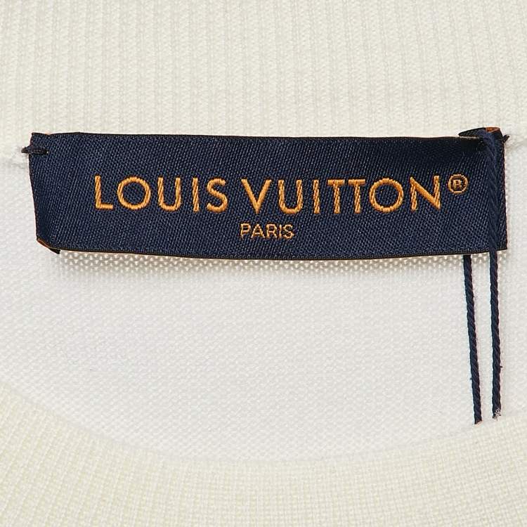 Pre Owned Louis Vuitton Cream Thistle Intarsia Wool Knit Pullover M