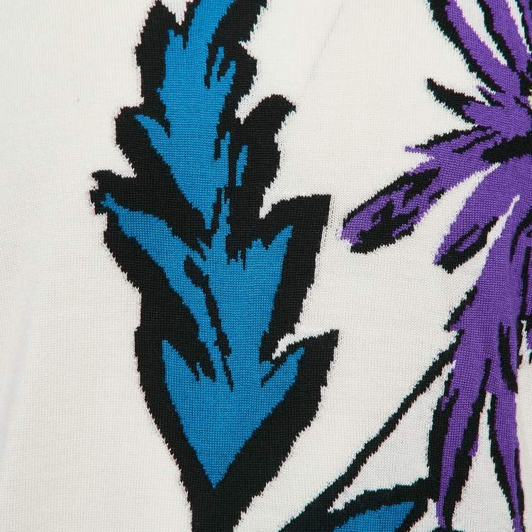 Pre Owned Louis Vuitton Cream Thistle Intarsia Wool Knit Pullover M
