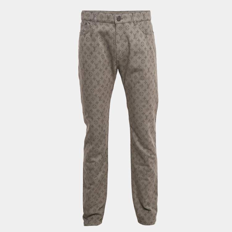 Pre Owned Louis Vuitton Grey Monogram Denim Slim Jeans M Waist 38"