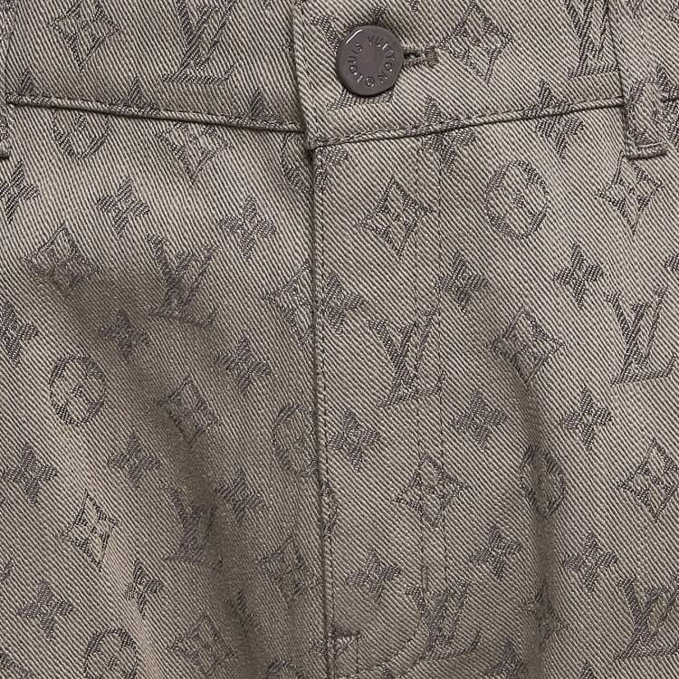 Pre Owned Louis Vuitton Grey Monogram Denim Slim Jeans M Waist 38"
