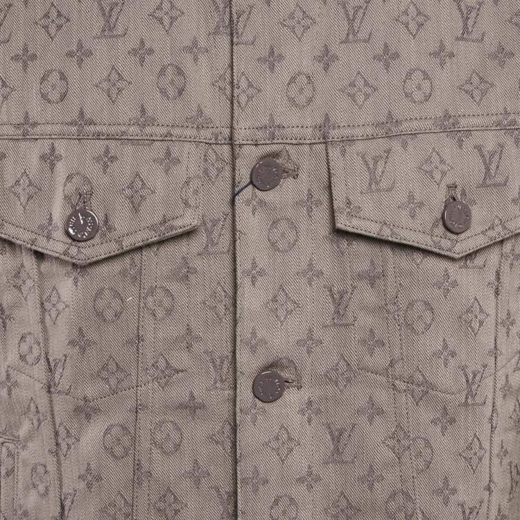 Pre Owned Louis Vuitton Grey Monogram Jacquard Denim Single Breasted Jacket L