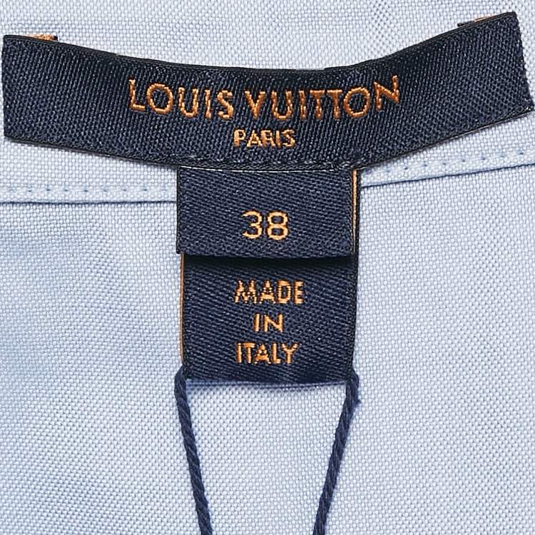 Pre Owned Louis Vuitton Light Blue Cotton Button Front Shirt S