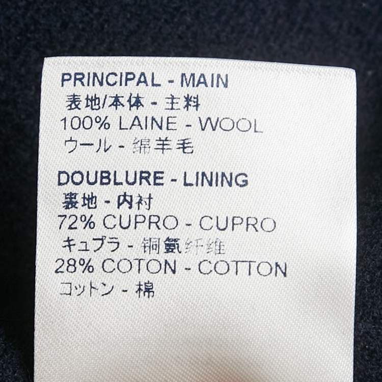 Pre Owned Louis Vuitton Navy Blue Wool Felt Double-Face Monogram Coat XL
