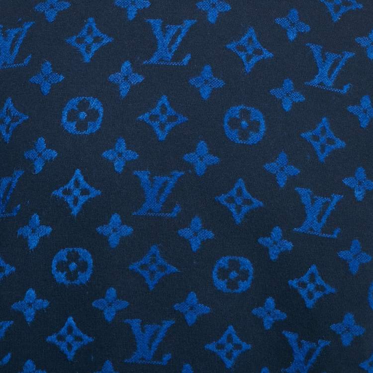 Pre Owned Louis Vuitton Blue Monogram Wool Blend Crewneck Sweatshirt XL