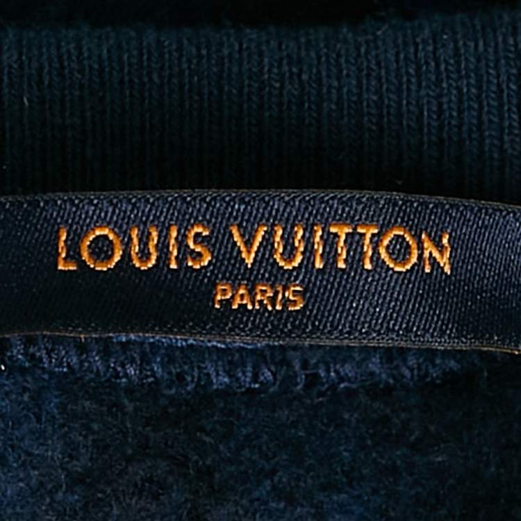 Pre Owned Louis Vuitton Blue Monogram Wool Blend Crewneck Sweatshirt XL