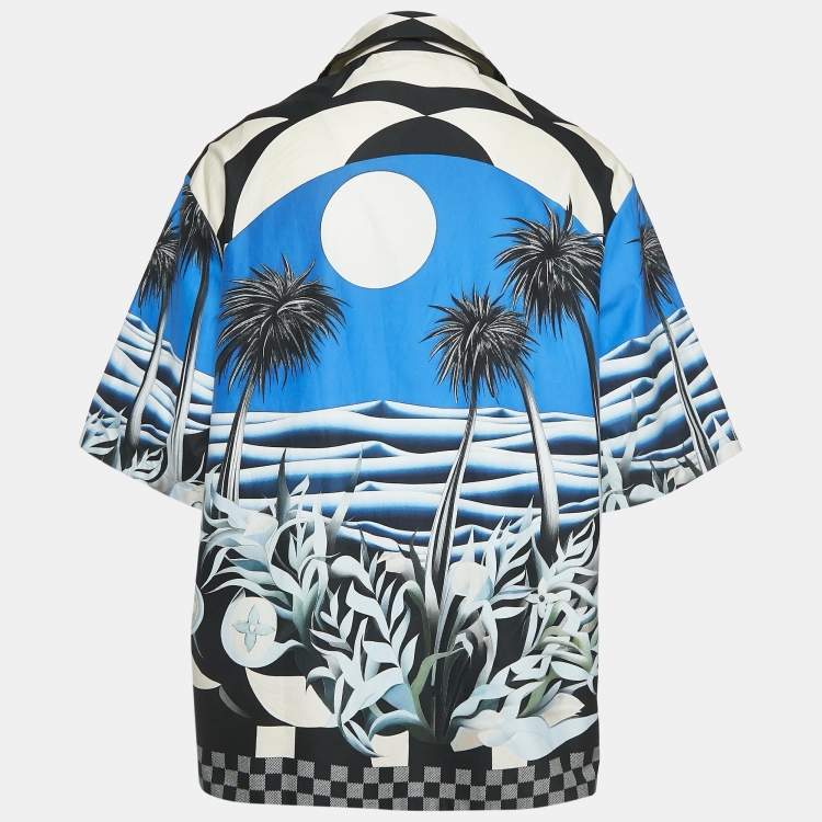 Pre Owned Louis Vuitton Blue Damier Pacific Cotton Short Sleeve Shirt 4L