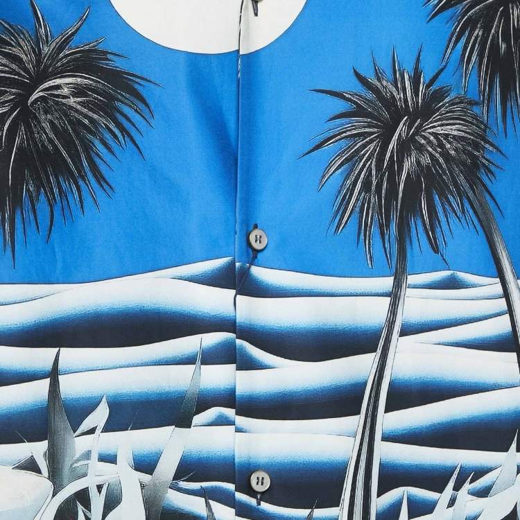 Pre Owned Louis Vuitton Blue Damier Pacific Cotton Short Sleeve Shirt 4L