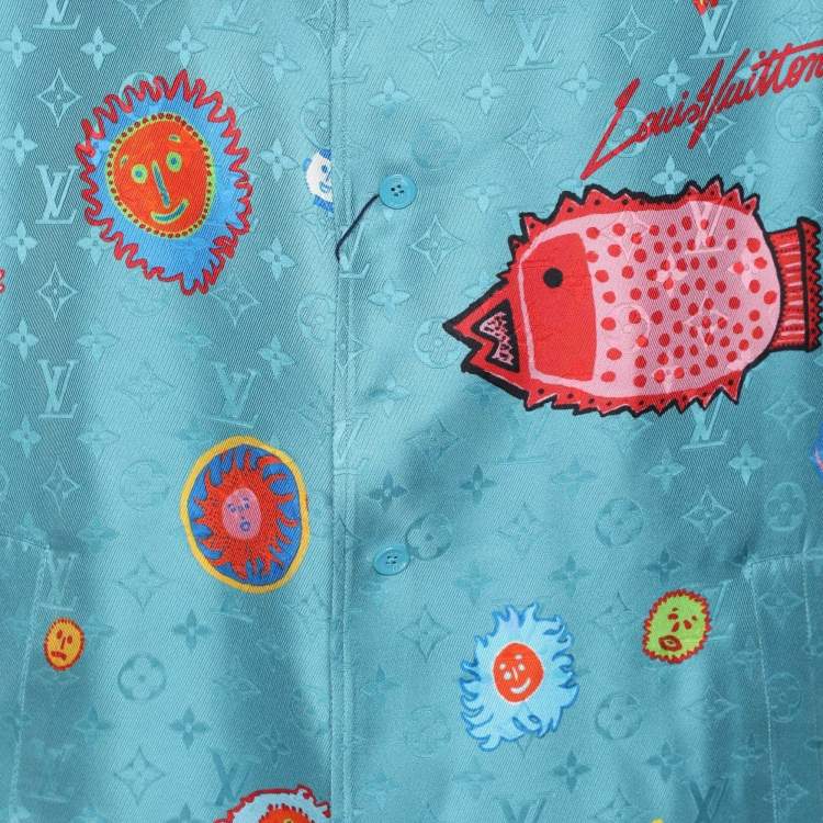 Pre Owned Louis Vuitton × Yayoi Kusama Multicolor Silk Monogram Faces Short Sleeve Shirt M