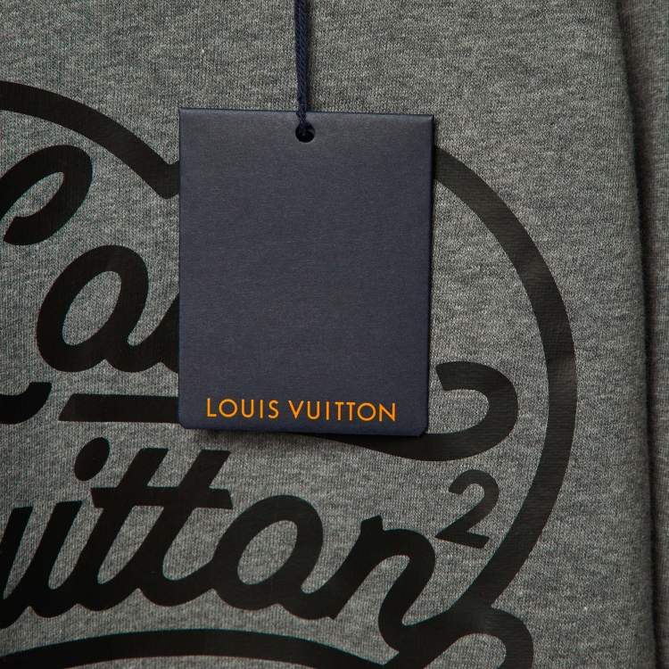 Pre Owned Louis Vuitton x Nigo Grey Heart Print Cotton Knit Sweatshirt L