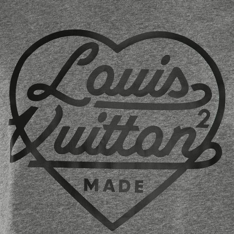 Pre Owned Louis Vuitton x Nigo Grey Heart Print Cotton Knit Sweatshirt L