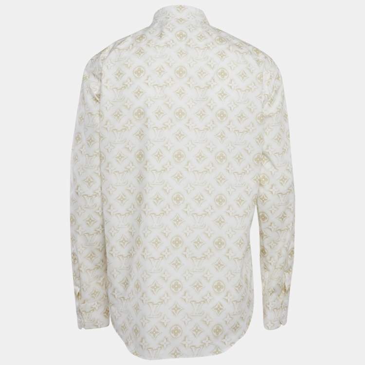 Pre Owned Louis Vuitton White Logo Monogram Printed Cotton Button Front Shirt L