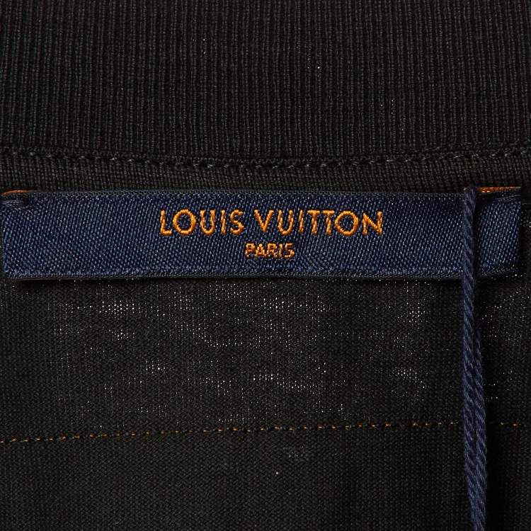Pre Owned Louis Vuitton Black/Green Logo Print Cotton Crew Neck T-Shirt L