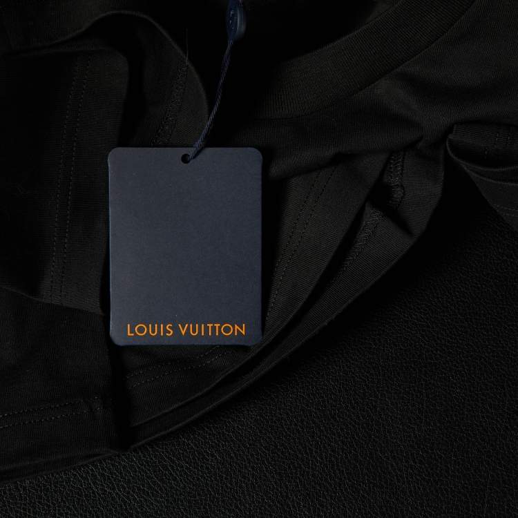 Pre Owned Louis Vuitton Black/Green Logo Print Cotton Crew Neck T-Shirt L