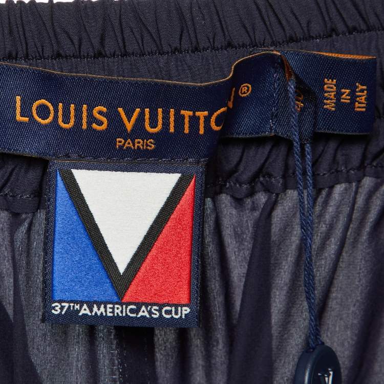 Pre Owned Louis Vuitton Navy Blue & Grey Synthetic Cargo Pants M
