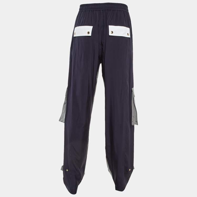 Pre Owned Louis Vuitton Navy Blue & Grey Synthetic Cargo Pants M