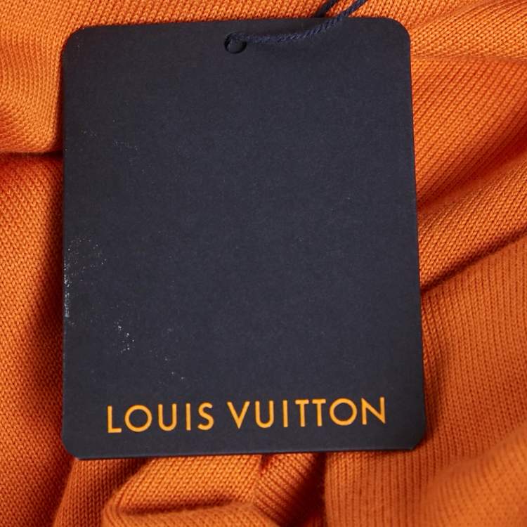 Pre Owned Louis Vuitton Orange Cotton Knit Signature SS Pullover M