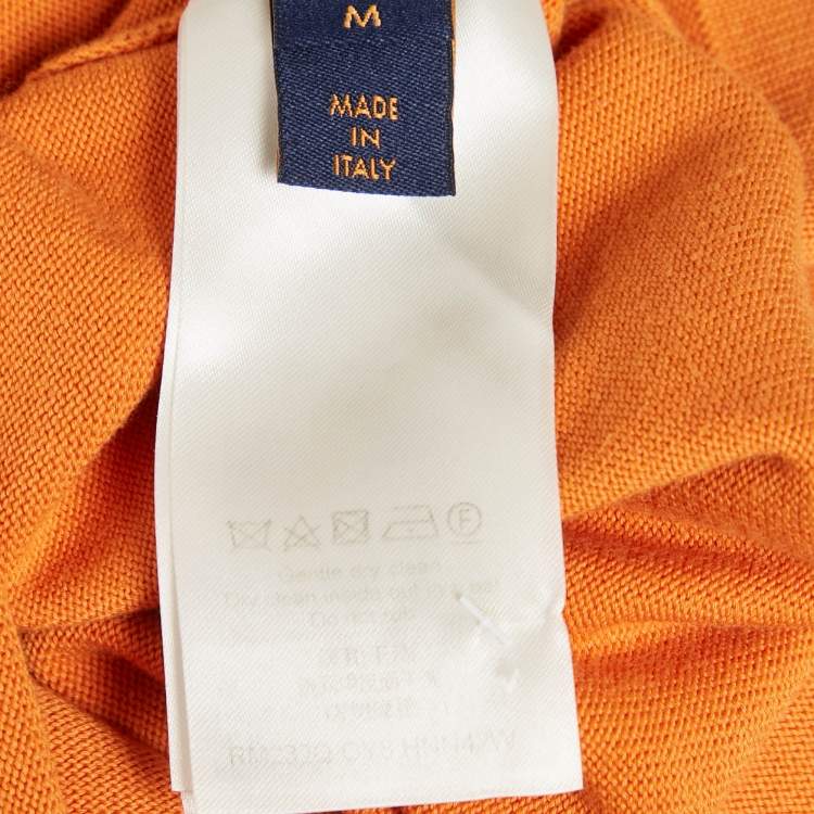 Pre Owned Louis Vuitton Orange Cotton Knit Signature SS Pullover M