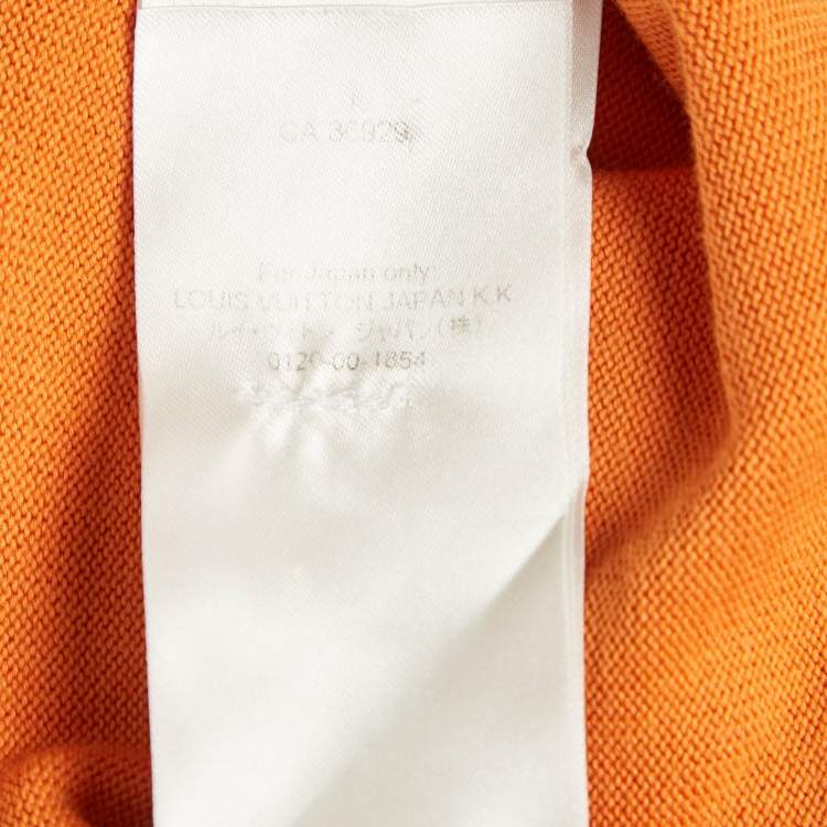 Pre Owned Louis Vuitton Orange Cotton Knit Signature SS Pullover M