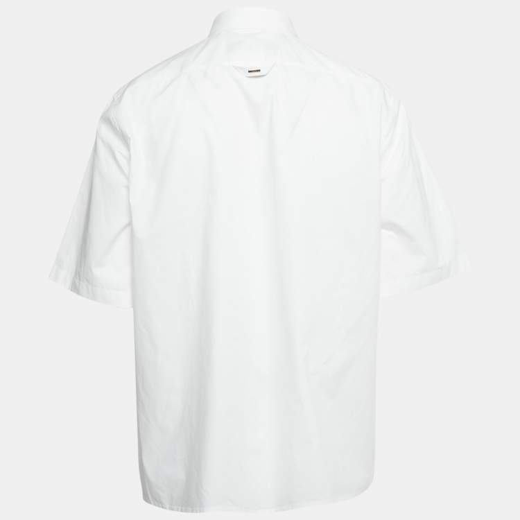 Pre Owned Louis Vuitton White Printed Cotton Short Sleeve Shirt L