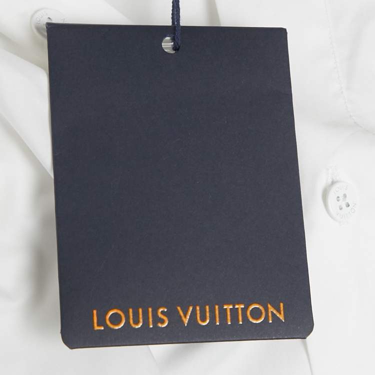 Pre Owned Louis Vuitton White Printed Cotton Short Sleeve Shirt L