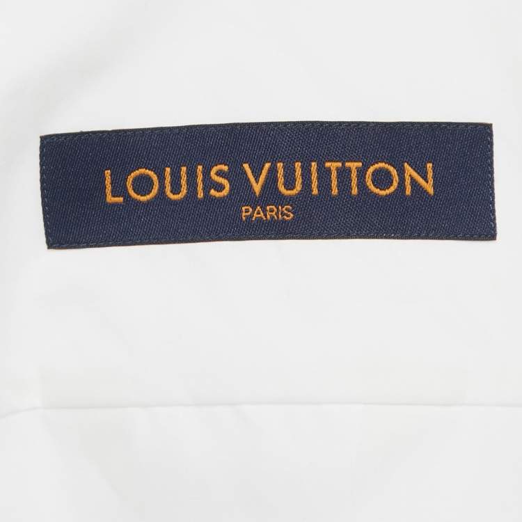 Pre Owned Louis Vuitton White Printed Cotton Short Sleeve Shirt L