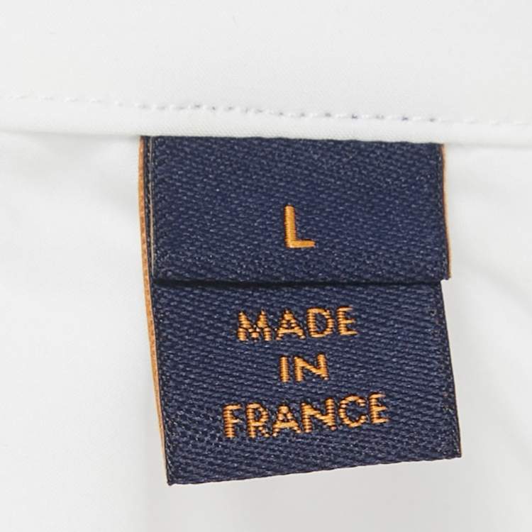 Pre Owned Louis Vuitton White Printed Cotton Short Sleeve Shirt L