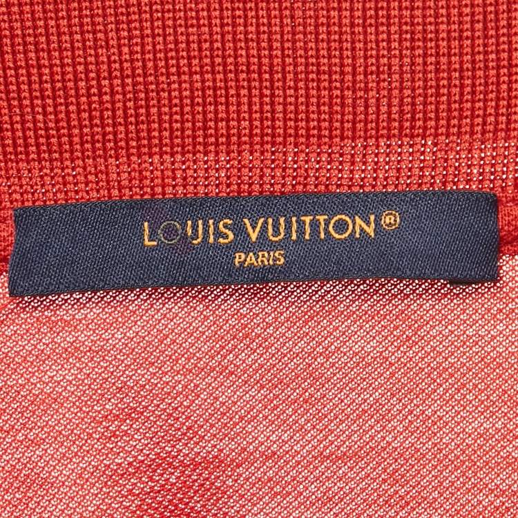 Pre Owned Louis Vuitton Red Logo Embroidered Pique Polo T-Shirt L
