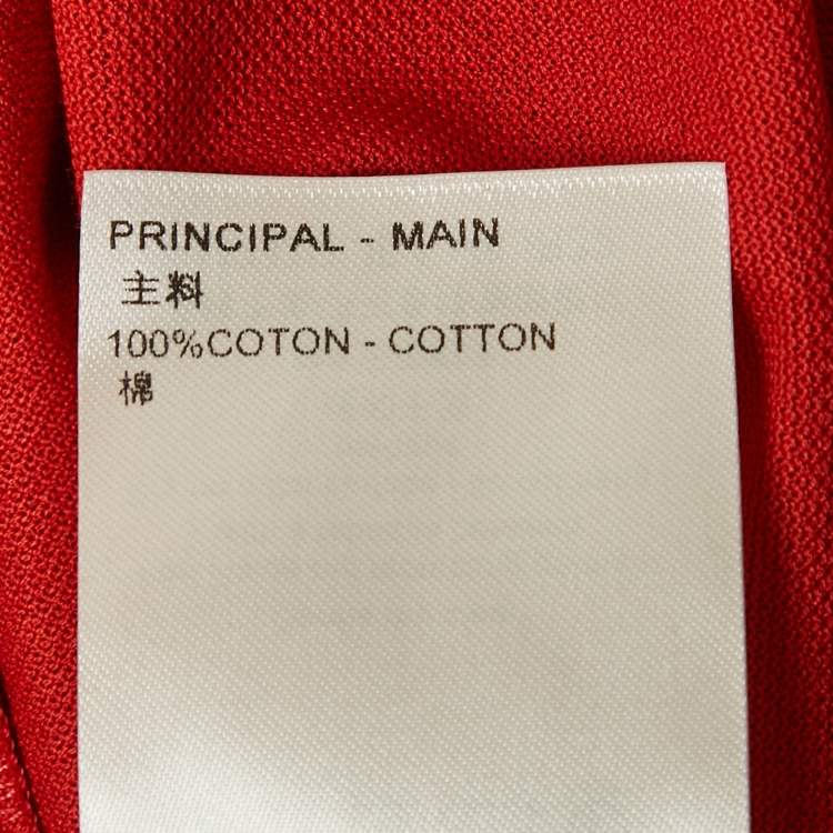 Pre Owned Louis Vuitton Red Logo Embroidered Pique Polo T-Shirt L