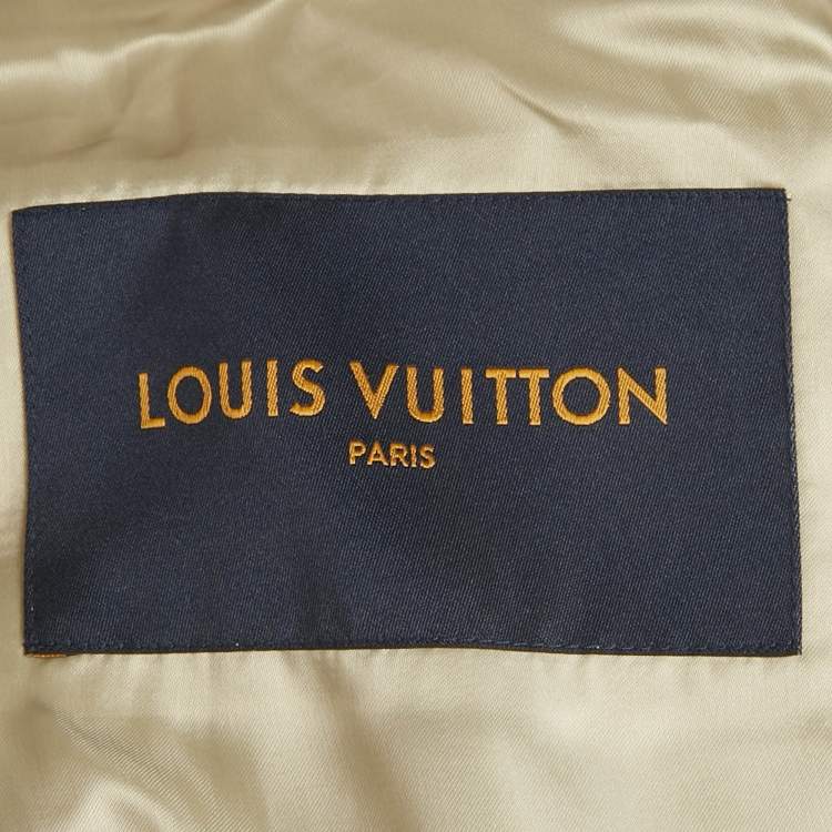 Pre Owned Louis Vuitton White/Grey Felt and Leather AS Patch Varsity Blouson XL