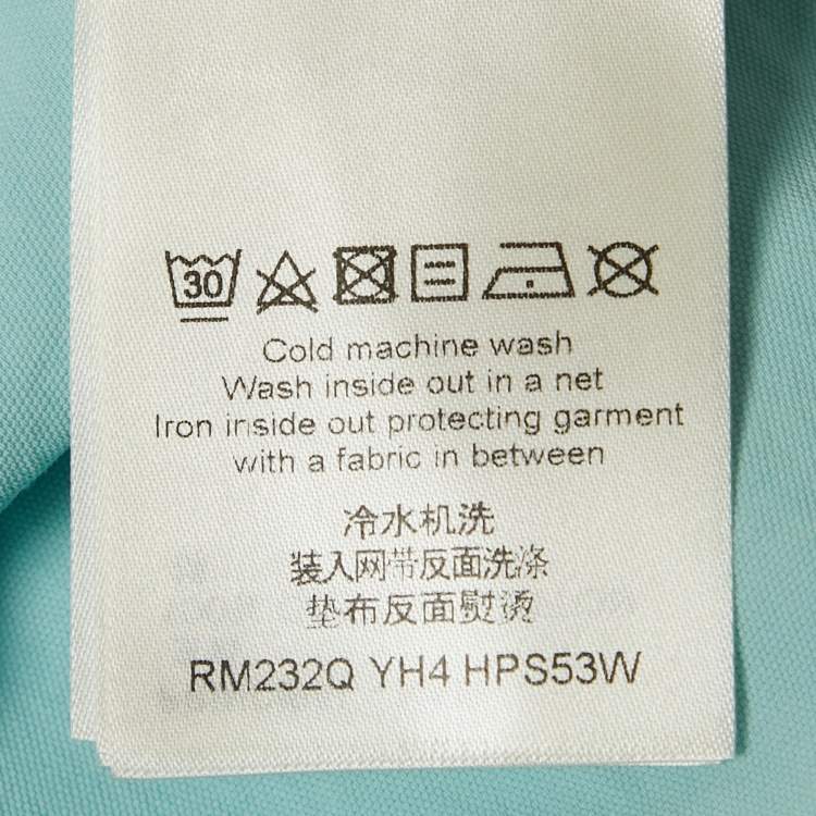 Pre Owned Louis Vuitton Blue Logo Print Cotton Short Sleeve Shirt L