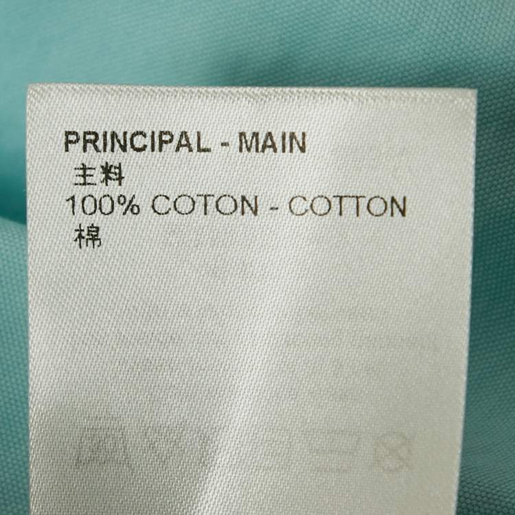 Pre Owned Louis Vuitton Blue Logo Print Cotton Short Sleeve Shirt L