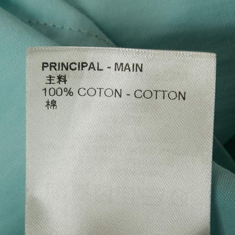 Pre Owned Louis Vuitton Blue Logo Print Cotton Short Sleeve Shirt M