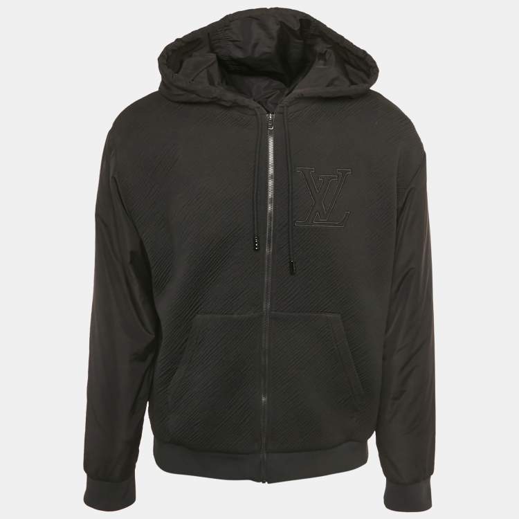 مملوكة مسبقًا Louis Vuitton Black Textured Nylon Zip-Up Jacket M