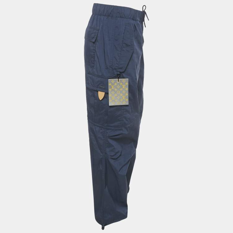 Pre Owned  Louis Vuitton Navy Blue Nylon Staples Edition Cargo Pants S/Waist 32"