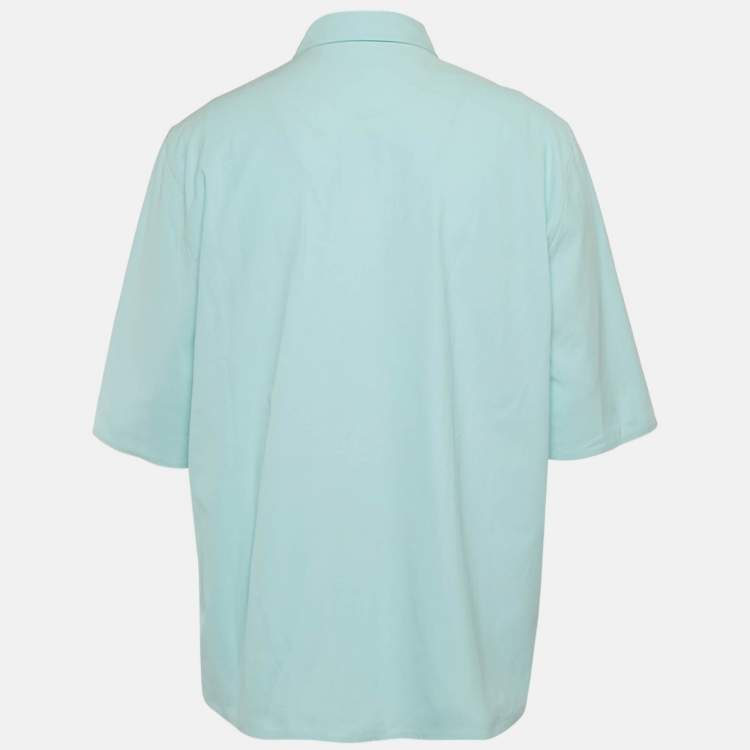 Pre Owned Louis Vuitton Blue LV Print Cotton Short Sleeve Shirt L