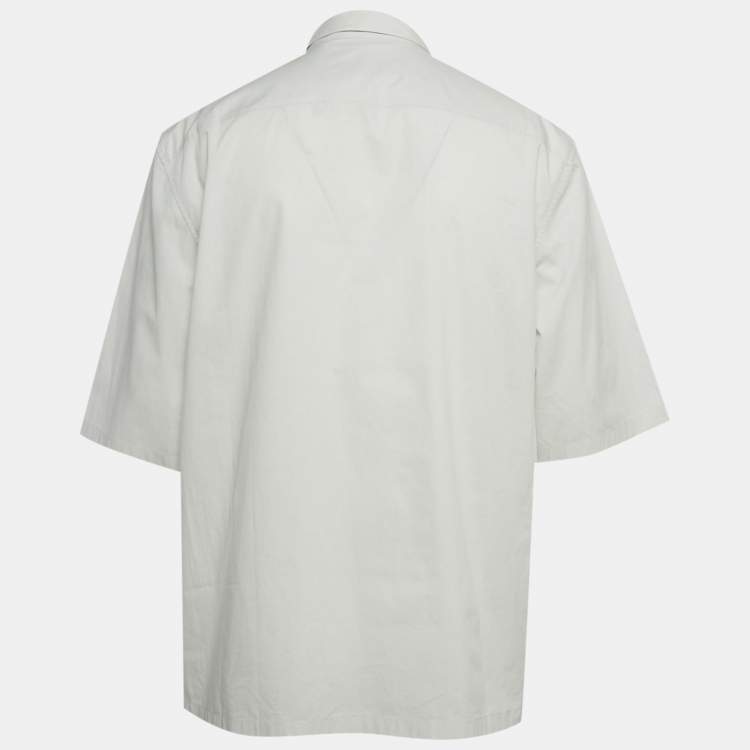 Pre Owned Louis Vuitton Grey LV Ribbon Print Cotton Short Sleeve Shirt XL