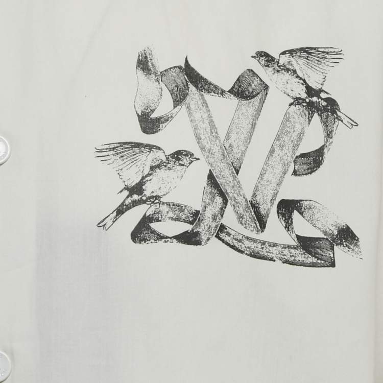 Pre Owned Louis Vuitton Grey LV Ribbon Print Cotton Short Sleeve Shirt XL