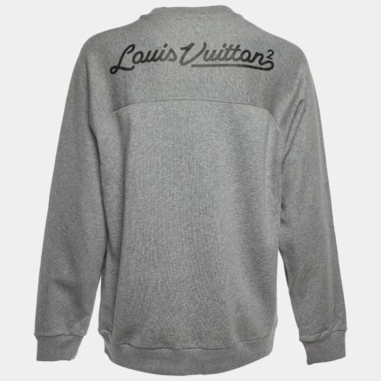 مملوكة مسبقًا سويت شيرت لوي فيتون بالتعاون مع نيغو طباعة قلب رمادي قطن بياقة دائرية مقاس كبير جدًا - إكس لارج