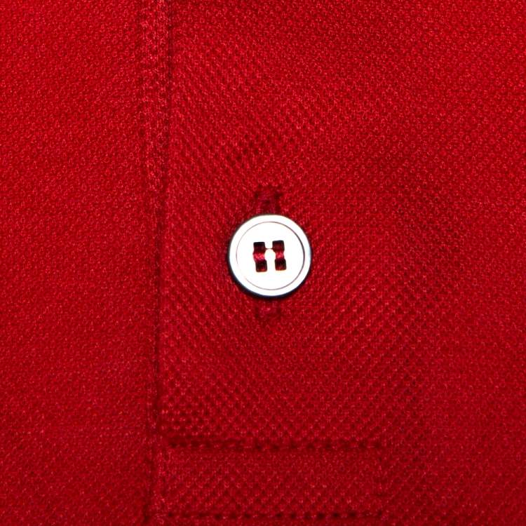 Pre Owned Louis Vuitton Red Cotton Pique Short Sleeve Polo T-Shirt M