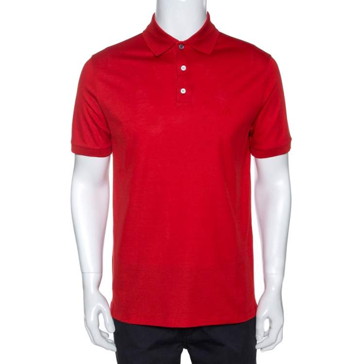 Louis Vuitton Red Cotton Pique Short Sleeve Polo T-Shirt M Louis Vuitton