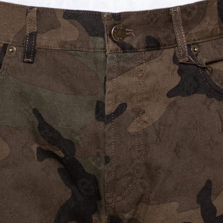 مملوكة مسبقًا Louis Vuitton X Supreme Camouflage Monogram Jacquard Regular Fit Jeans XL