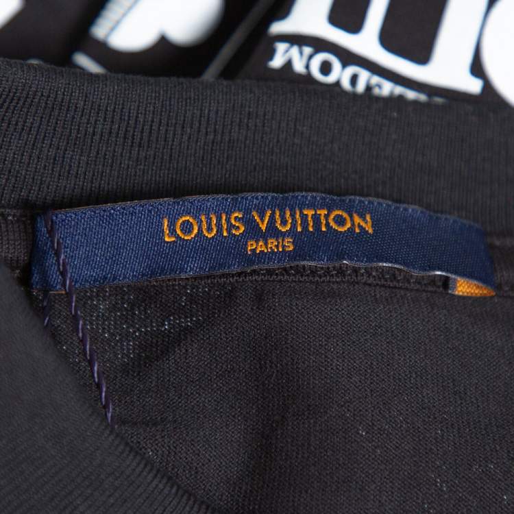 Pre Owned Louis Vuitton Black Allover Logo Print Cotton Crew Neck T-Shirt XL